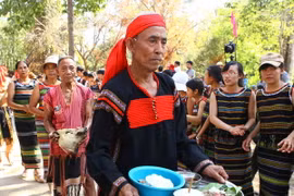 Lễ cúng Bến nước, một sinh hoạt cộng đồng đậm chất văn hóa của người Tây Nguyên cầu cho nước sạch, nước trong. (Ảnh: Minh Đức/TTXVN)