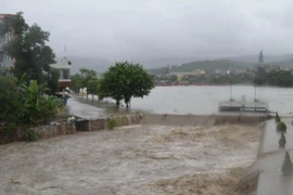 Tình hình mưa ngập tại Uông Bí. (Ảnh: Hoàng Nguyễn/Vietnam+)