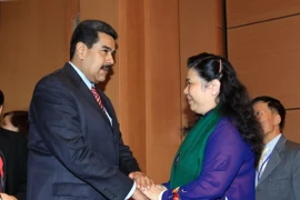 Phó Chủ tịch Quốc hội Tòng Thị Phóng hội kiến Tổng thống Cộng hòa Boliva Venezuela Nicolás Maduro Moros sang thăm chính thức Việt Nam. (Ảnh: An Đăng/TTXVN)