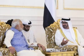 Thái tử các Tiểu vương quốc Arab thống nhất (UAE) Sheikh Mohamed bin Zayed Al Nahyan (phải) có cuộc gặp với Thủ tướng Ấn Độ Narendra Modi. (Nguồn: AFP/TTXVN)