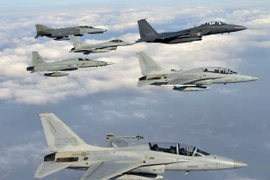 Máy bay chiến đấu của không quân Hàn Quốc trong cuộc tập trận ở Cheongju ngày 5/2. (Nguồn: Yonhap/TTXVN)