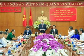 Chủ tịch nước Trần Đại Quang phát biểu kết luận buổi làm việc. (Ảnh: Nhan Sáng/TTXVN)