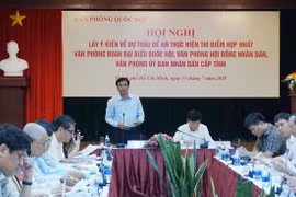 Ông Nguyễn Hạnh Phúc, Tổng Thư ký Quốc hội, Chủ nhiệm Văn phòng Quốc hội phát biểu tại hội nghị. (Ảnh: Thu Hoài/TTXVN)