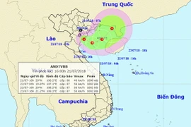 Vị trí và đường đi của áp thấp nhiệt đới. (Nguồn: nchmf.gov.vn)