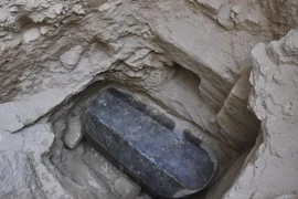 Chiếc quách khổng lồ bằng đá đen vừa được phát hiện tại thành phố Alexandria. (Nguồn: Bộ Cổ vật Ai Cập)