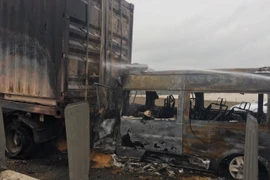 Hiện trường vụ tai nạn. (Ảnh: Lê Xuân/TTXVN)