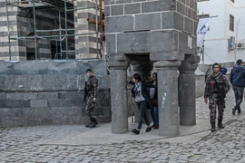 Cảnh sát Thổ Nhĩ Kỳ tuần tra tại tỉnh Diyarbakir. (Nguồn: AFP/TTXVN)