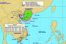 Đường đi và vị trí áp thấp nhiệt đới. (Ảnh: TTXVN phát)