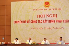 Ủy ban Thường vụ Quốc hội tổ chức Hội nghị chuyên đề về công tác xây dựng pháp luật năm 2018. (Ảnh: Dương Giang/TTXVN)