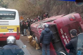 Hiện trường vụ tai nạn. (Ảnh: TTXVN phát)