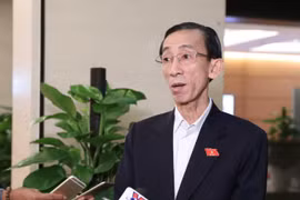 Đại biểu Quốc hội Thành phố Hồ Chí Minh Trần Hoàng Ngân trả lời báo chí bên hành lang Quốc hội. (Ảnh: Văn Điệp/TTXVN)