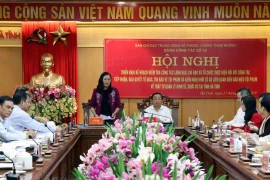 Chủ nhiệm Ủy ban Tư pháp của Quốc hội Lê Thị Nga phát biểu chỉ đạo. (Ảnh: Công Tường/TTXVN)