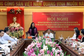 Chủ nhiệm Ủy ban Tư pháp của Quốc hội Lê Thị Nga phát biểu chỉ đạo. (Ảnh: Công Tường/TTXVN)