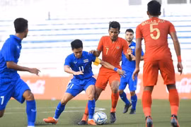 U22 Thái Lan (áo xanh) thua U22 Indonesia. (Nguồn: FAT)