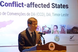 Giám đốc Chương trình phát triển Liên hợp quốc (UNDP) Haoliang Xu đã nhấn mạnh tới cam kết của Liên hợp quốc về duy trì hòa bình bền vững, đánh giá cao những nỗ lực của cộng đồng quốc tế nhằm thực thi các nhiệm vụ phát triển nhân đạo. (Ảnh: Trần Long/Viet