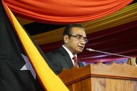 Tổng thống Guterres đọc diễn văn tại lễ nhậm chức. (Ảnh: Trần Long/Vietnam+)