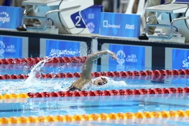 “Cô gái vàng” Nguyễn Thị Ánh Viên trên đường đua tại SEA Games 28. (Ảnh: Quốc Khánh/TTXVN)