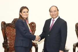 Thủ tướng Nguyễn Xuân Phúc tiếp bà Sahar Nasr, Bộ trưởng Bộ Đầu tư và Hợp tác quốc tế Ai Cập đang ở thăm và làm việc tại Việt Nam. (Ảnh: Thống Nhất/TTXVN)