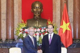 Chủ tịch nước Trần Đại Quang tiếp Chánh án Toà án tối cao Hàn Quốc Yang Sung Tae nhân chuyến thăm và làm việc tại Việt Nam. (Ảnh: Nhan Sáng/TTXVN)
