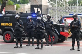 Lực lượng đặc nhiệm Indonesia ở Jakarta. (Ảnh: AFP/TTXVN)