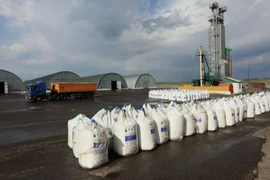 Phân bón Nga đóng gói tại nhà máy ở vùng Krasnoyarsk, Nga. (Ảnh: Sputnik)
