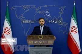 Người phát ngôn Bộ Ngoại giao Iran Saeed Khatibzadeh phát biểu trong một cuộc họp báo ở Tehran. (Ảnh: IRNA/TTXVN) 