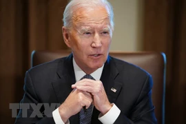 Tổng thống Mỹ Joe Biden tại một cuộc họp ở Nhà Trắng, Washington DC., ngày 20/4/2022. (Ảnh: AFP/TTXVN) 