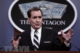 Người phát ngôn Lầu Năm Góc John Kirby phát biểu trong một cuộc họp báo ở Washington, DC. (Ảnh: AFP/TTXVN) 