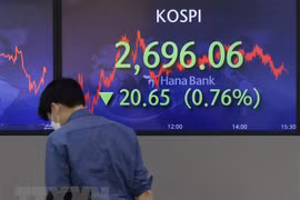 Bảng chỉ số chứng khoán tại Seoul, Hàn Quốc. (Ảnh minh họa. Yonhap/TTXVN) 
