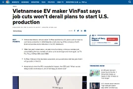 Bài phỏng vấn bà Lê Thị Thu Thủy, Chủ tịch VinFast trên CNBC.(Nguồn Vietnam+)