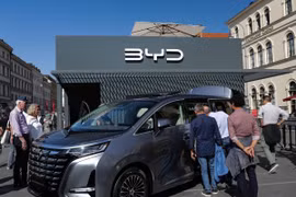 Mẫu xe điện của BYD tại Triển lãm ôtô quốc tế ở Munich, Đức ngày 8/9/2023. (Ảnh: THX/TTXVN)