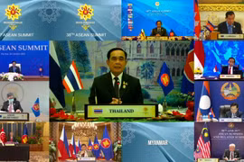 Thủ tướng Thái Lan Prayut Chan-o-cha phát biểu tại Hội nghị cấp cao các quốc gia Đông Nam Á (ASEAN) diễn ra theo hình thức trực tuyến, ngày 26/10/2021. (Ảnh: AFP/TTXVN)
