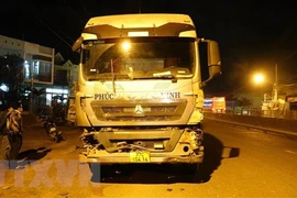 Xe đầu kéo mang biển kiểm soát 77C-154.14. (Ảnh: Tường Quân/TTXVN) 