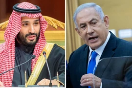 Thái tử Ả Rập Saudi Mohammed bin Salman (trái) và Thủ tướng Israel Benjamin Netanyahu. (Nguồn: AP) 