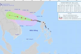 Đường đi của Bão số 3 cập nhật lúc 16 giờ ngày 5/9/2024. (Ảnh: TTXVN phát)