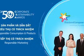 FrieslandCampina Việt Nam được xướng tên cho hai giải thưởng “Sản phẩm và dẫn dắt tiêu thụ có trách nhiệm” và “Tiếp thị có trách nhiệm”. (Nguồn: Vietnam+)