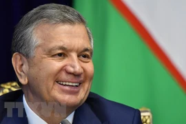 Tổng thống Uzbekistan Shavkat Mirziyoyev trong cuộc họp báo tại Bishkek ngày 5/9/2017. (Ảnh: AFP/TTXVN) 