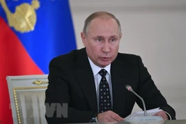 Tổng thống Nga Vladimir Putin phát biểu tại Moskva. (Ảnh: AFP/TTXVN) 