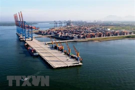 Cụm cảng Cái Mép-Thị Vải, thị xã Phú Mỹ, tỉnh Bà Rịa-Vũng Tàu. (Ảnh: Hồng Đạt/TTXVN) 