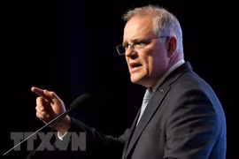 Thủ tướng Australia Scott Morrison phát biểu tại một sự kiện ở thành phố Melbourne. (Ảnh: AFP/TTXVN)