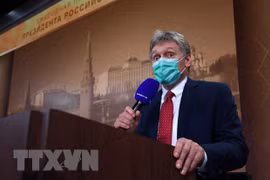 Người phát ngôn Điện Kremlin, ông Dmitry Peskov phát biểu tại thủ đô Moskva. (Ảnh: AFP/TTXVN) 