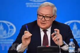 Thứ trưởng Ngoại giao Nga Sergei Ryabkov tại cuộc họp báo ở Moskva, Nga. (Ảnh: IRNA/TTXVN) 