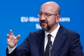 Chủ tịch Hội đồng châu Âu Charles Michel phát biểu tại cuộc họp báo ở Brussels, Bỉ ngày 13/12/2023. (Ảnh: AFP/TTXVN) 