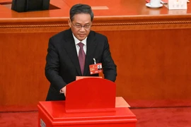 Ủy viên Thường vụ Bộ Chính trị Ban Chấp hành Trung ương Đảng Cộng sản Trung Quốc Lý Cường tại phiên họp toàn thể lần thứ 3 Kỳ họp thứ nhất Đại hội Đại biểu Nhân dân Toàn Quốc (Nhân Đại, tức Quốc hội Trung Quốc) khóa XIV ở Bắc Kinh, ngày 10/3/2023. Ảnh: AF