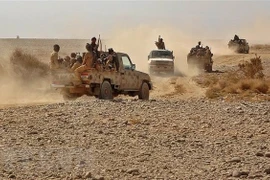 Binh sỹ quân đội chính phủ Yemen giao tranh với lực lượng Houthi. (Ảnh: AFP/TTXVN)