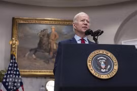 Tổng thống Mỹ Joe Biden phát biểu tại Washington, DC. (Nguồn: AFP/TTXVN) 
