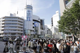 Người dân di chuyển trên đường phố tại Tokyo, Nhật Bản. (Ảnh: Kyodo/TTXVN) 