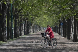 Người dân dạo chơi tại công viên Prater ở Vienna, Áo. (Ảnh: AFP/TTXVN)