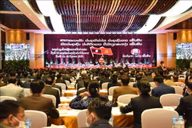 Quang cảnh khai mạc Đại hội đại biểu toàn quốc Đảng Nhân dân Cách mạng Lào lần thứ XI. (Ảnh: TTXVN phát)