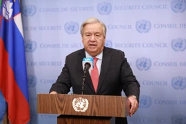 Tổng thư ký LHQ Antonio Guterres phát biểu trong cuộc họp báo ở New York, Mỹ. (Ảnh: THX/TTXVN)